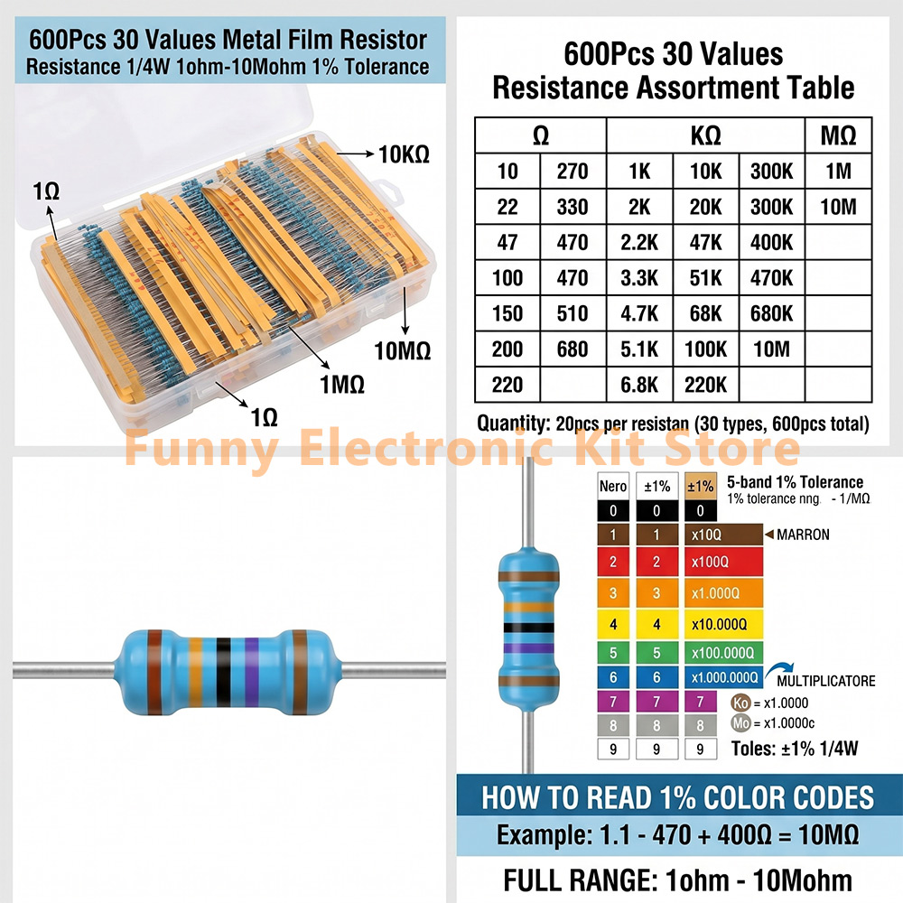 Kit de résistances à film méta - Resistor Kit 1 4W avis et prix