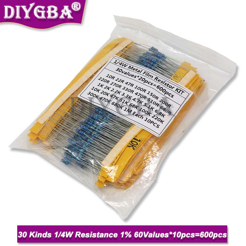 600 pièces/ensemble 30 sortes  - Resistor Kit 1 4W avis et prix
