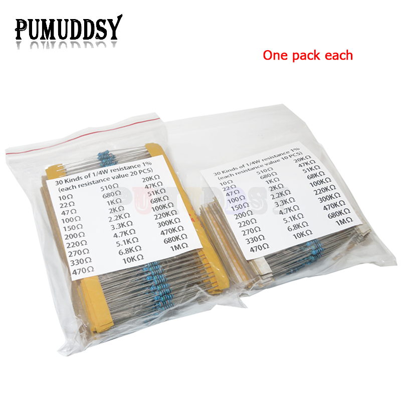 600 pièces/ensemble 30 types 1 - Resistor Kit 1 4W avis et prix